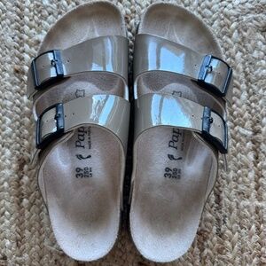 🤎 Birkenstock Papillio Arizona Platform Sandals – Patent Beige 🤎